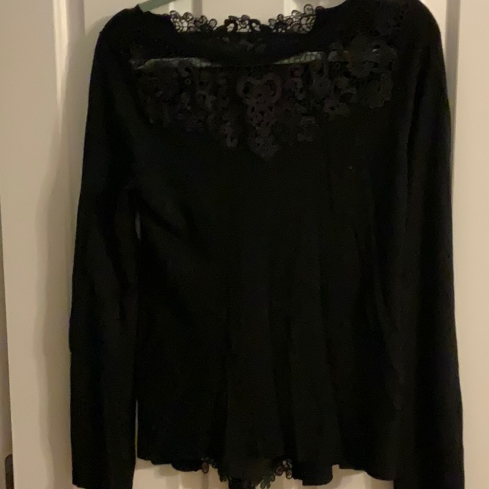 Black sweater with lace and bows in back